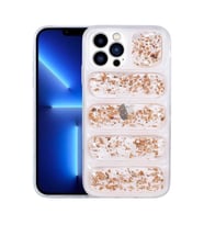 iPhone 13 Pro Kılıf Kamera Korumalı Simli Airbag'li Dalga Kılıf (Gold)