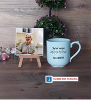 Anneanneye Hediye Fotoğraflı Dekoratif Taş, Kupa Bardak Beyaz Hediye (Model 5)