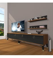 Decoraktiv Eko 200T Mdf Gold Tv Ünitesi Tv Sehpası (Siyah - Ceviz)