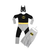 Pelerinli Batman Kostüm + Maske - Batman Kostümü - Batman Cosplay - Batman Tulum (Siyah)