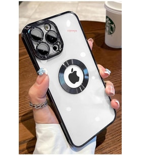 iPhone 12 Pro Kılıf Köşeleri Renkli Şeffaf Kamera Korumalı Silikon Luxury Kapak (Lila)