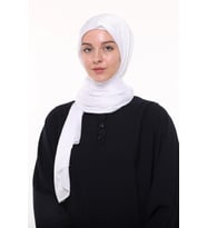 Kadın Düz Parlak Lüks Yoryo Saten Şifon Abiye Janjan Şal (Beyaz)