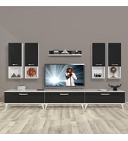Decoraktiv Eko 8da Slm Retro Tv Ünitesi Tv Sehpası (Beyaz-Siyah)