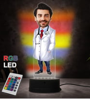 Doğum Günü Hediyesi,Sevgiliye Hediye, Kişiye Özel Fotoğraflı Doktor 2 Karikatür 3D Led Lamba (RGB)