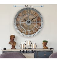 Markakanvas Eski Dünya Haritalı Duvar Saati   (Çap 50 cm - 80 cm ) (Gri)