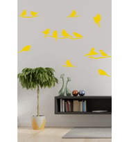 Dalda Kuş Dekoratif Duvar Sticker (Sarı)