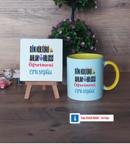 Din Kültürü Öğretmeni Dekoratif Taş, Kupa Bardak Kırmızı Hediye Öğretmenler Günü Hediyesi (Model 6)