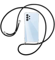 Samsung Galaxy A13 Kılıf Boyun Omuz Askılı iPli Anti Şok Köşe Korumalı Şeffaf Silikon (Siyah)