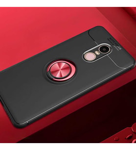 Xiaomi Redmi Note 4X Kılıf Yüzüklü Magnetli Ravel Case (Siyah-Kırmızı)