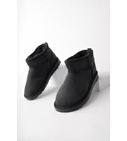 Muggo SNOW Garantili Unisex Çocuk Kalın Taban İçi Tüylü Günlük Mini Yarım Bot (Siyah)