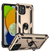 Samsung Galaxy A03 Kılıf Yüzüklü Standli Tank Kapak (Gold)