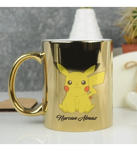 Kişiye Özel Pokemon Pikachu Kupa Bardak (Gold)