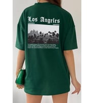 Unisex Los Angles Tasarım Tshirt (Yeşil)