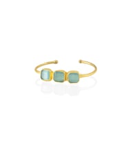 Kadir Jewellery 22 Ayar Altın Kaplama Zirkon Taşlı Ayarlanabilir Trend Bilezik (Açık Mavi)