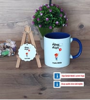 Ütopyalar Güzeldir Kupa Bardak Kırmızı ve Ahşap Anahtarlık Hediye (Model 2)