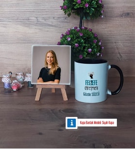 Felsefe Öğretmeni Fotoğraflı Dekoratif Taş, Kupa Bardak Beyaz Hediye Öğretmenler Günü Hediyesi (Model 11)
