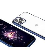 Uyumlu Model Apple iPhone 13 Pro Max Kılıf Sararmaz Şeffaf Sert Fit Kapak (Lacivert)