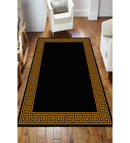 Dijital Kaymaz Taban Yıkanabilir Salon Halısı Mutfak Halısı Koridor Halısı Yolluk ND-HS-415 (Siyah-Gold)