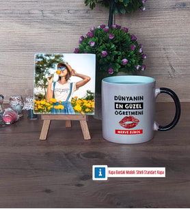 Kadın Öğretmene Hediye Fotoğraflı Dekoratif Taş, Kupa Bardak Beyaz Hediye (Model 9)