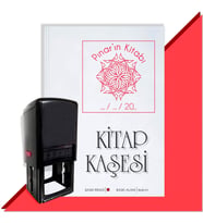 Kişiye Özel  Sarmaşık Figürlü 2 Tarihli Kitap Kaşesi (Kırmızı)
