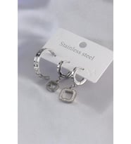 3'lü Çelik Küpe (Gümüş)