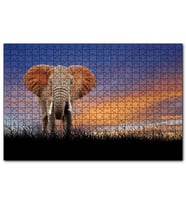 Cakapuzzle Çayırdaki Yetişkin Fil ve Kızıl Gökler  Puzzle Yapboz MDF (Ahşap) (500 Parça)