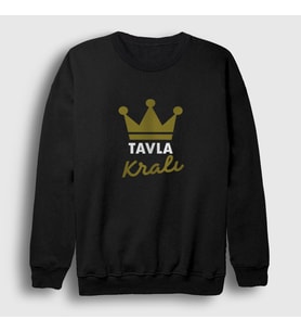 Presmono Unisex Beyaz Backgammon King Tavla Kralı Oyun V3 Sweatshirt 416991tt (Siyah)