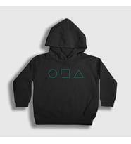 Presmono Unisex Çocuk Beyaz Green Symbols Squid Game Kapüşonlu Sweatshirt 260378tt (Siyah)