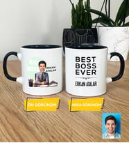 Kişiye Özel Karikatürlü Patron Hediye Kupa Bardak Big Boss Patrona Doğum Günü Hediyesi (Siyah)
