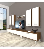 Decoraktiv Eko 8d Slm Retro Tv Ünitesi Tv Sehpası (Beyaz - Kahverengi)