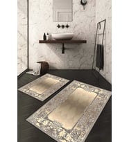 Dijital Baskılı Kaymaz Taban Yıkanabilir 2'li Klozet Takımı Banyo Paspası NDKZ-HT-114 (Gold)