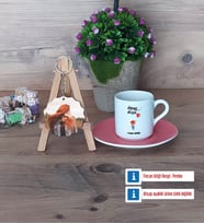 Ütopyalar Güzeldir Türk Kahvesi Fincanı Ahşap Altlıklı ve Fotoğraflı Ahşap Anahtarlık Hediye (Model 6)