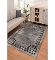 Dijital Kaymaz Taban Yıkanabilir Renkli Salon Halısı Mutfak Halısı Yolluk ND-SD-1132 (Siyah)