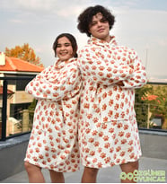 Welsoft Peluş Polar Giyilebilir Battaniye Pijama (Beyaz - Kahverengi)