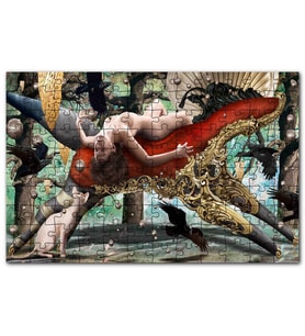 Cakapuzzle At Şeklindeki Tahtta Çıplak Genç Kadın Puzzle Yapboz MDF (Ahşap) (1000 Parça)