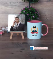Erkek Polis Fotoğraflı Dekoratif Taş, Kupa Bardak Beyaz Hediye (Model 6)