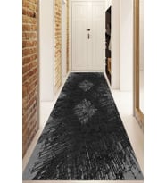 Dijital Baskılı Kaymaz Taban Yıkanabilir Modern Yolluk Ve Koridor Halısı NDU-HT-469 (Siyah)