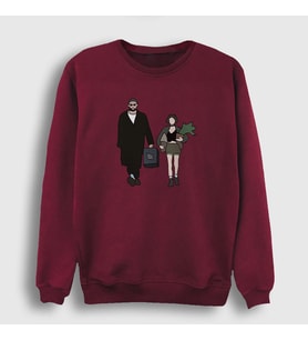 Presmono Unisex Beyaz Walk Film Leon Sweatshirt 247563tt (Bordo)
