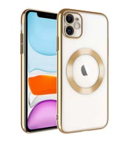 Uyumlu Model Apple iPhone 11 Kılıf Magsafe Kamera Koruma Hoparlör Filitreli Kapak (Gold)