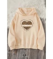 Kalp Baskılı Erkek - Kız Çocuk Rahat Kalıp Sweatshirt (Bej)