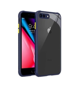 Uyumlu Model Apple iPhone 7 Plus Kılıf Kenar Renkli Sararmaz Şeffaf Kapak (Lacivert)