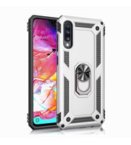 Samsung Galaxy A70 Uyumlu Kılıf Standlı Manyetik Yüzüklü Military Magnetic Ring Polycarbonate and TPU Case (Gold)