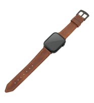 İsminizin Baş Harflerine Özel Deri Gümüş Harfli Apple Watch Saat Kordonu - Haki (Kahverengi)