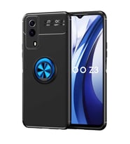 Vivo Y53S 4G Kılıf Yüzüklü Magnetli Ravel Case Kapak (Siyah-Mavi)