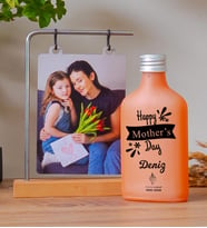 Kişiye Özel Ahşap Standlı Fotoğraflı Çerçeve ve Freshleaf 200ML Kolonya & Model no:898 (Turuncu)