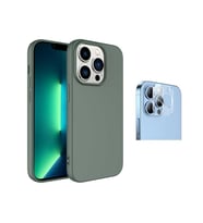 Vendas iPhone 14 Pro Max Uyumlu (14 Pro Max) W-Lansman Serisi İçi Kadife İpek Dokulu Lansman Kılıf + Kamera Lens Koruyucu (Koyu Yeşil)