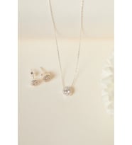 Elika Silver 925 Ayar Gümüş Tek Taş Model Kolve Küpe Set (Gümüş)