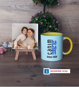 Babaya Hediye Fotoğraflı Dekoratif Taş, Kupa Bardak Beyaz Hediye (Model 7)