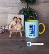 Babaya Hediye Fotoğraflı Dekoratif Taş, Kupa Bardak Beyaz Hediye (Model 7)