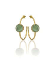 Kadir Jewellery 22 Ayar Altın Kaplama Kadın Taşlı Küpe -El İşçiliği Ve Hipoalerjenik Küpe (Açık Yeşil)